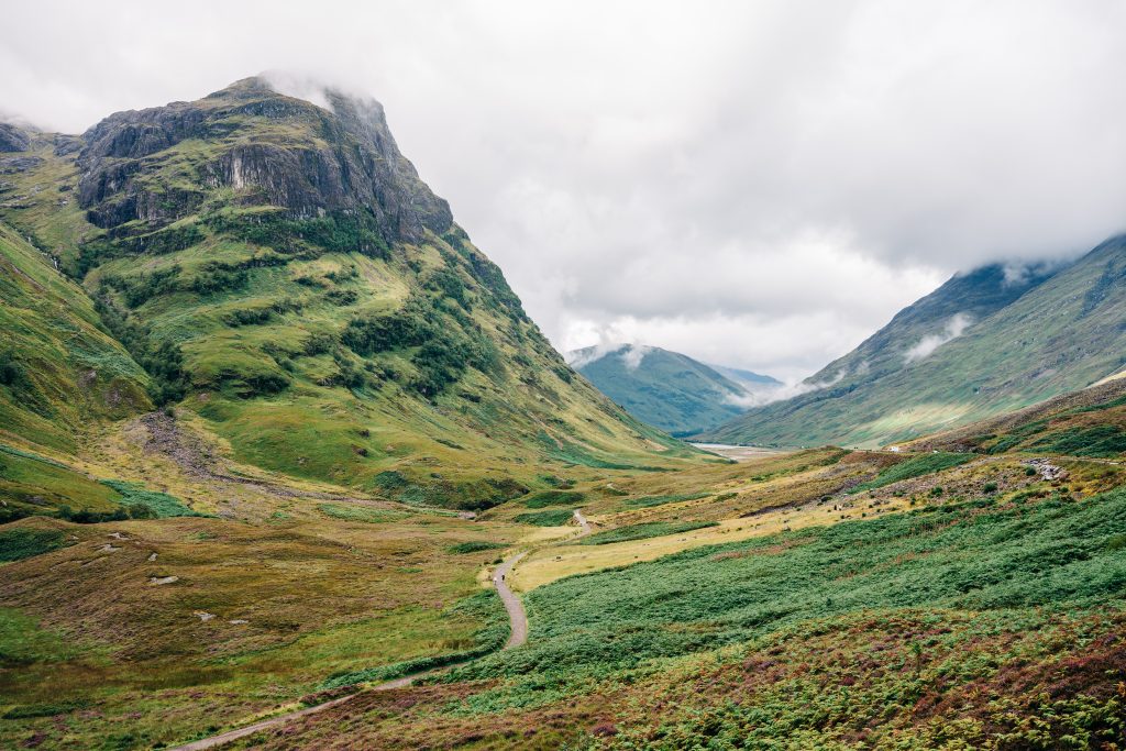 La vallée de Glencoe, première grande étape de l'itinéraire en Écosse